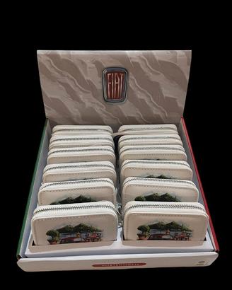 Set di 12 portafogli con zip Fiat 500 storica ross