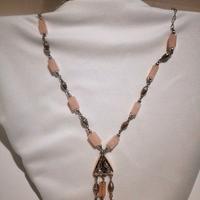 Collana AK74, Argento 925 Rodiato, Quarzo Rosa