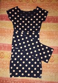 Tubino blu a pois bianchi