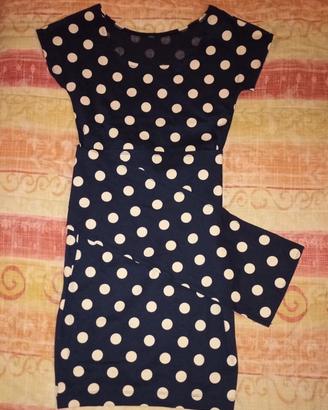 Tubino blu a pois bianchi