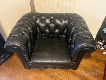 Poltrona Chesterfield pelle fiore