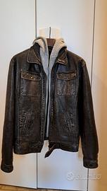 Giacca pelle con cappuccio removibile L