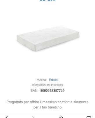 Materasso ERBESI per culla