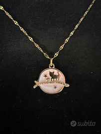 Collana con ciondolo gatto rosa