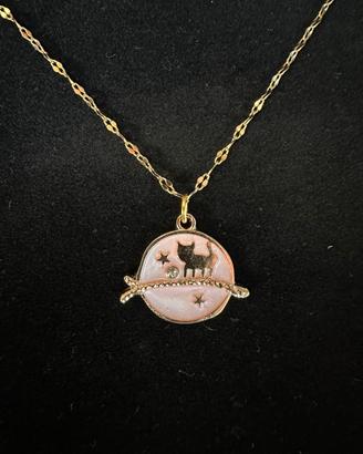 Collana con ciondolo gatto rosa