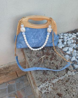 Borsa  jeans e legno