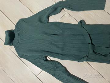 Maglia collo alto in lana verde petrolio S