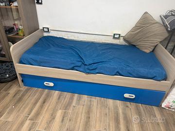 Letto singolo con contenitore con materassino e ma