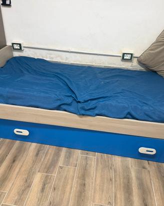 Letto singolo con contenitore con materassino e ma