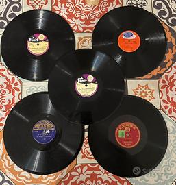 Lotto di 5 dischi 78 giri per grammofono