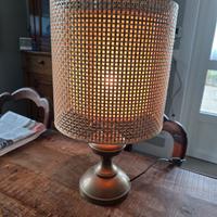 Lampada IKEA in ottone con paralume in Rattan