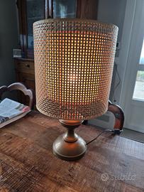 Lampada IKEA in ottone con paralume in Rattan