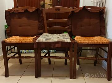 3 sedie di legno