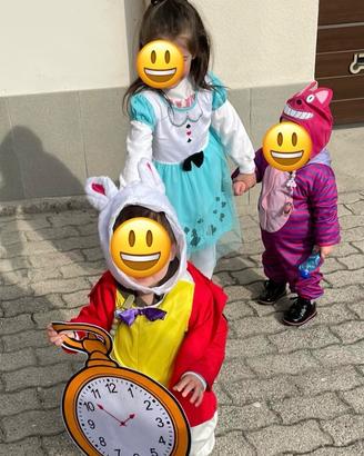 Vestito carnevale Alice, Bianconiglio e Stregatto