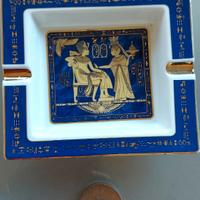 Portacenere Egizio Vintage Blu Oro Geroglifici – F