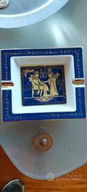 Portacenere Egizio Vintage Blu Oro Geroglifici – F