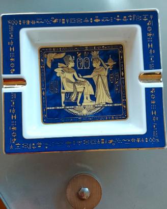 Portacenere Egizio Vintage Blu Oro Geroglifici – F