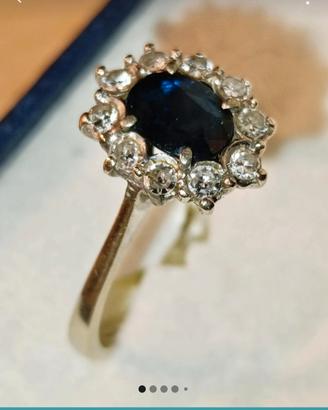 Anello in Oro 18k + orecchini Zaffiro e Diamanti 