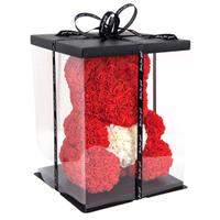 Orsetto di rose rosse finte 38cm con scatola nuovo