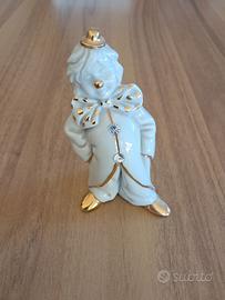 Statuina pagliaccio ceramica Capodimonte con botto