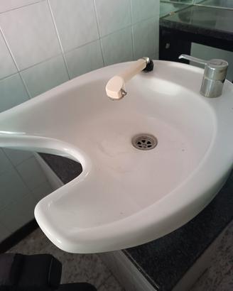 Lavabo per parrucchieri bianco con doccetta