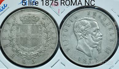5 lire 1875 ROMA NC