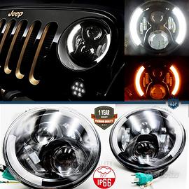 FARI LED 7'' Per JEEP WRANGLER JK 6500K Angel Eyes