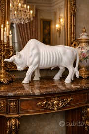 SCULTURA TORO IN MARMO BIANCO STATUARIO