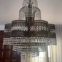 Lampadario Vintage - Ottone e Cristalli