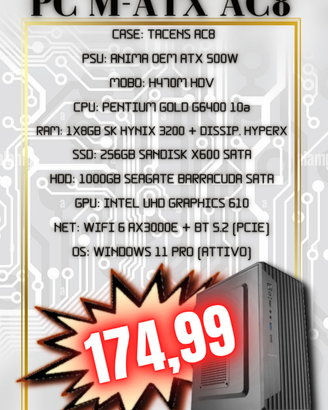 AC8|500W|H470|G6400|8GB|1256GB|Wi-Fi 6|W11PRO