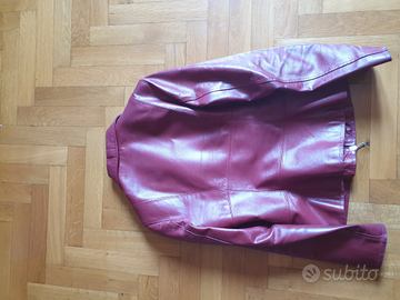 Giacca Pelle Rossa Donna Vintage 80/90