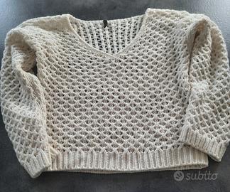 maglione donna,color burro,traforato 