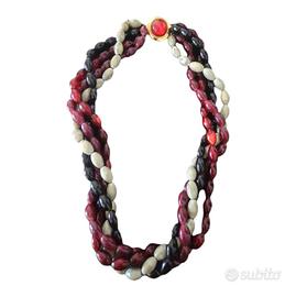 Girocollo donna 4 fili multicolore in resina 