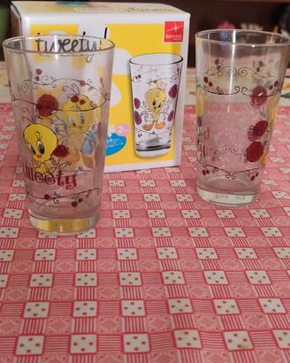 set 2 bicchieri tweety Looney tunes-Bormioli Rocco