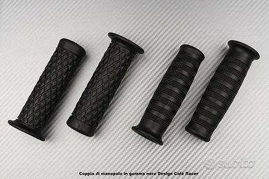 Coppia di manopole in gomma nere Design Caf Racer