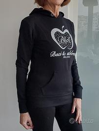 Felpa nera con cappuccio Baci & Abbracci