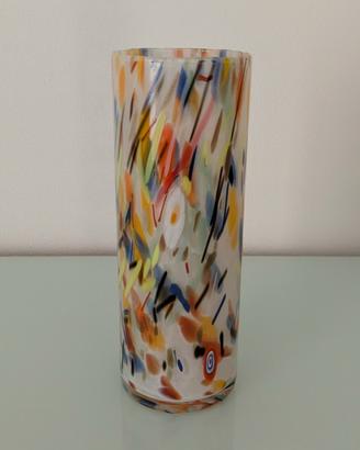 Vaso cilindrico di Murano - Lavorazione Murrine