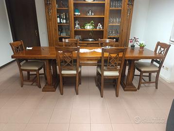 TAVOLO IN LEGNO MASSELLO + 6 SEDIE  📏 Misure tavo