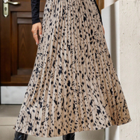 Gonna midi plissettata leopardata