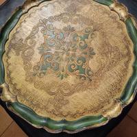 Vassoio tondo vintage stile fiorentino 