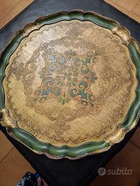 Vassoio tondo vintage stile fiorentino 