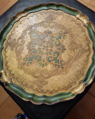 Vassoio tondo vintage stile fiorentino 