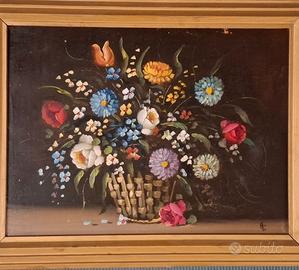 quadro vecchio dipinto floreale 