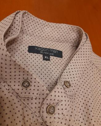 Camicia da uomo beige e puntini marron Xagon Man.
