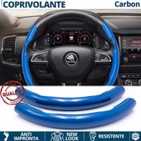 COPRIVOLANTE per SKODA Effetto FIBRA CARBONIO Blu