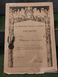 diploma attestato di guerra ww1