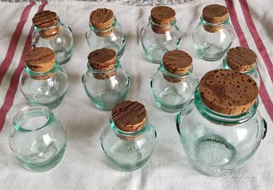 Boccette in vetro con tappi in sughero, 11 pezzi