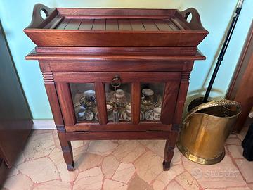 Carrello carrellino legnobar con vassoio e rotelle