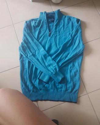 maglione blu con zip tailorbyrd