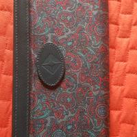 Portafoglio pelle blu e seta -NUOVO